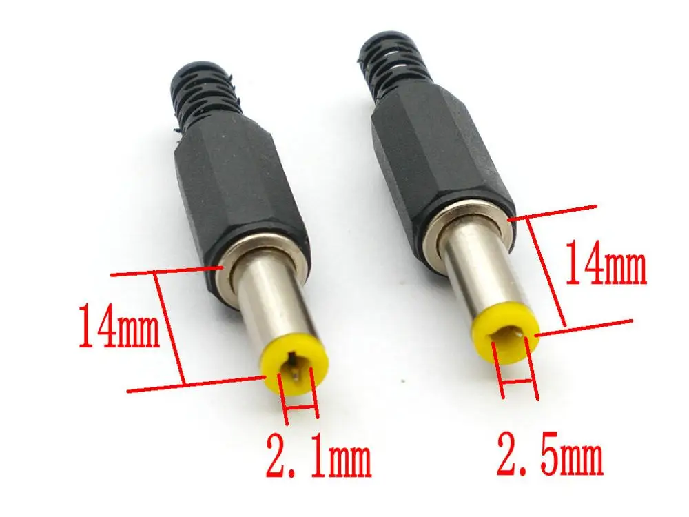 Female DC Power Socket Jack Plug Connector Cable Wire  ZR 10Pcs 5.5x2.1mm Male 