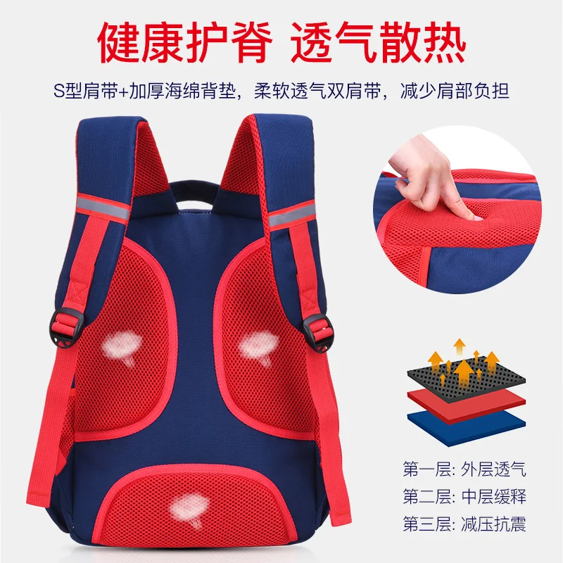 

Schoolbag for Elementary School Students 1-3-6 Grade GIRL'S And BOY'S Children Backpack 12 a Year of Age Burden Relieving Spine-