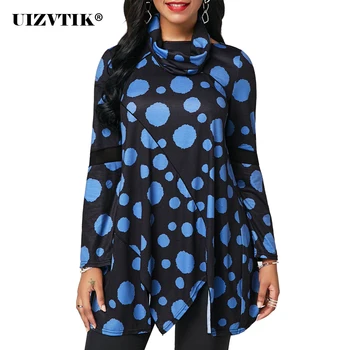 

Women T-Shirt Spring Casual Irregular Long blusas poleras mujer de moda 2020 Vintage Plus Size Loose Patchwork Print Womens Tops