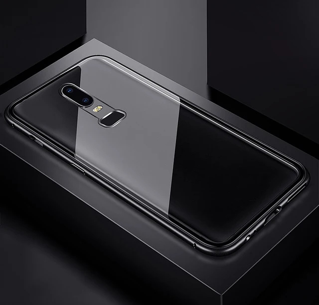 Магнитный адсорбционный чехол для телефона для OnePlus 7 Pro One Plus 6 T, задняя крышка из закаленного стекла для OnePlus 6 5 T, Роскошный металлический Прозрачный чехол