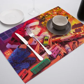 

VOGVIGO Festival Christmas Decor Tableware Durable Dinner Table Placemat Party Kitchen Accessories Bowl Cup Pads Drink Coasters