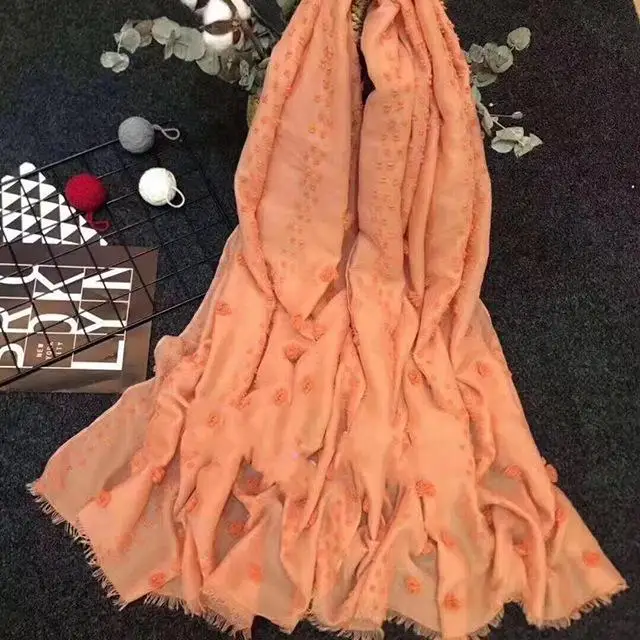 Женская Изысканная шаль, большой цветочный шарф с кисточками, палантин, мусульманский простой хиджаб, пенящаяся Женская Пашмина накидка - Цвет: StyleA 5