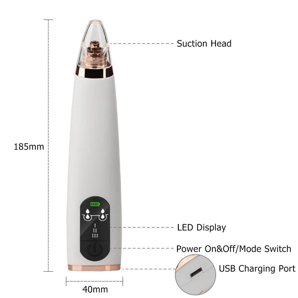 Электрический WiFi беспроводной монитор для камеры USB Перезаряжаемый пылесос для удаления угрей