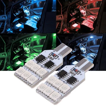 

1pair T10-5050-12SMD RGB Car Interior Reading Lamp Wedge Dome Light With Remote Control Flash On/Off Car Styling Ambient Light