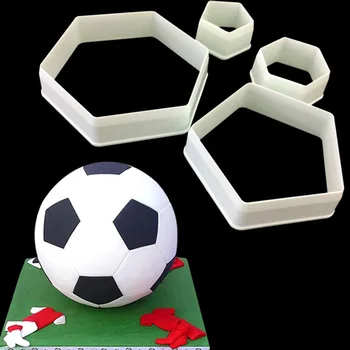 

4 Size Cake Decoration Fondant Mold Cookies Cutter Soccer Ball Cookie Plastic Hexagon Cutter Gumpaste Fondant Mold