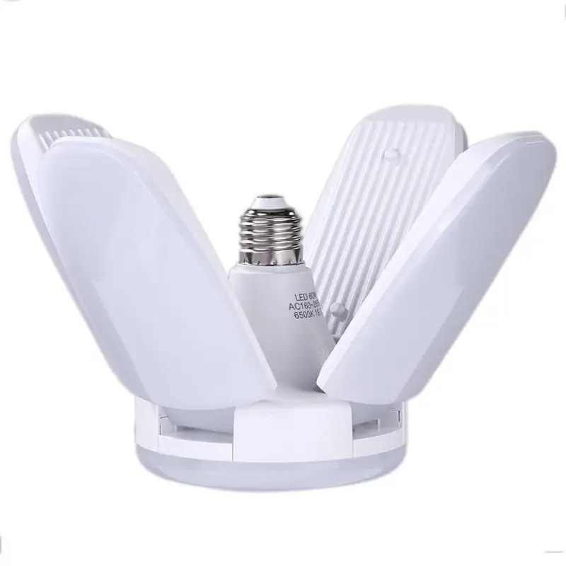 

60W Foldable Fan Blade LED Pendant Lights No Flicker E27 LED Bulb 160-265V 360 Degrees Angle Adjustable 6000K Ceiling Lamp