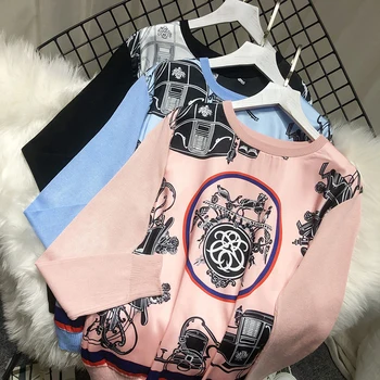 

European Print Women Sweaters Women Spring Autumn Sweaters Lady Print Knitted Pullovers Female Knitted Tops