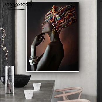 

Fuwatacchi Modern Black African Woman Canvas Painting Mural Poster Home Decor Posters and Prints Wall Pictures for Living Room