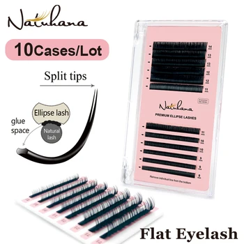 

NATUHANA 10Cases/Lot 8-14Mix Flat Ellipse Eyelashes Extensions Cilia Split Tips Ellipse Shaped Natural Light False lashes cilios