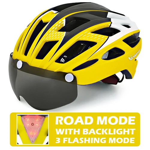 Yellow LED helmet Victgoal велосипедный шлем Led для мужчин ветрозащитные очки MTB велосипедные шлемы ультра светильник дорожный горный велосипед очки светильник шлем - Цвет: Yellow LED helmet