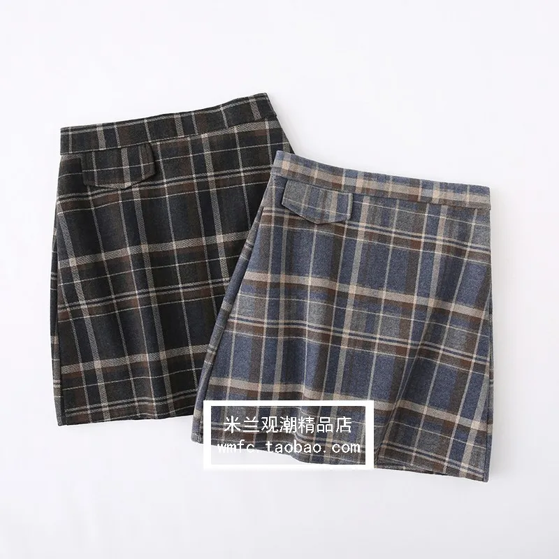 

A Generation of Short Skirt High-waisted Slimming Hong Kong Style Woolen Cloth A- line Skirt WOMEN'S Dress Fashion Entity