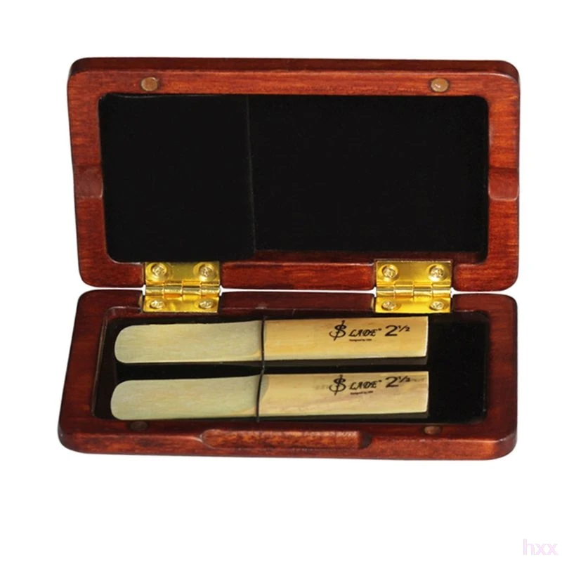 Твердый деревянный мундштук для саксофона чехол деревянный держатель коробка для тенор/альт/сопрано саксофон трости для кларнета, 2 шт Емкость - Цвет: B