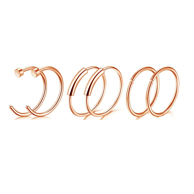 Nose Piercing Ring Nose Nails Piercing Crystal Nose Stud Pack 20G L Shape Nose Rings Set Heart Nostril Cruve L Shape