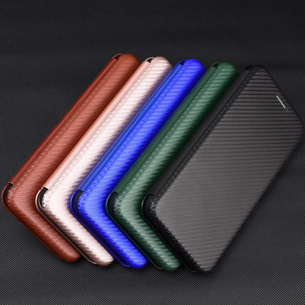 Carbon Fiber Magnetic Flip Cover Case for IPhone 15 14 13 12 Pro Max Mini 11 SE XS XR X Max 6 6S 7 8 Plus Wallet Card Holder 6