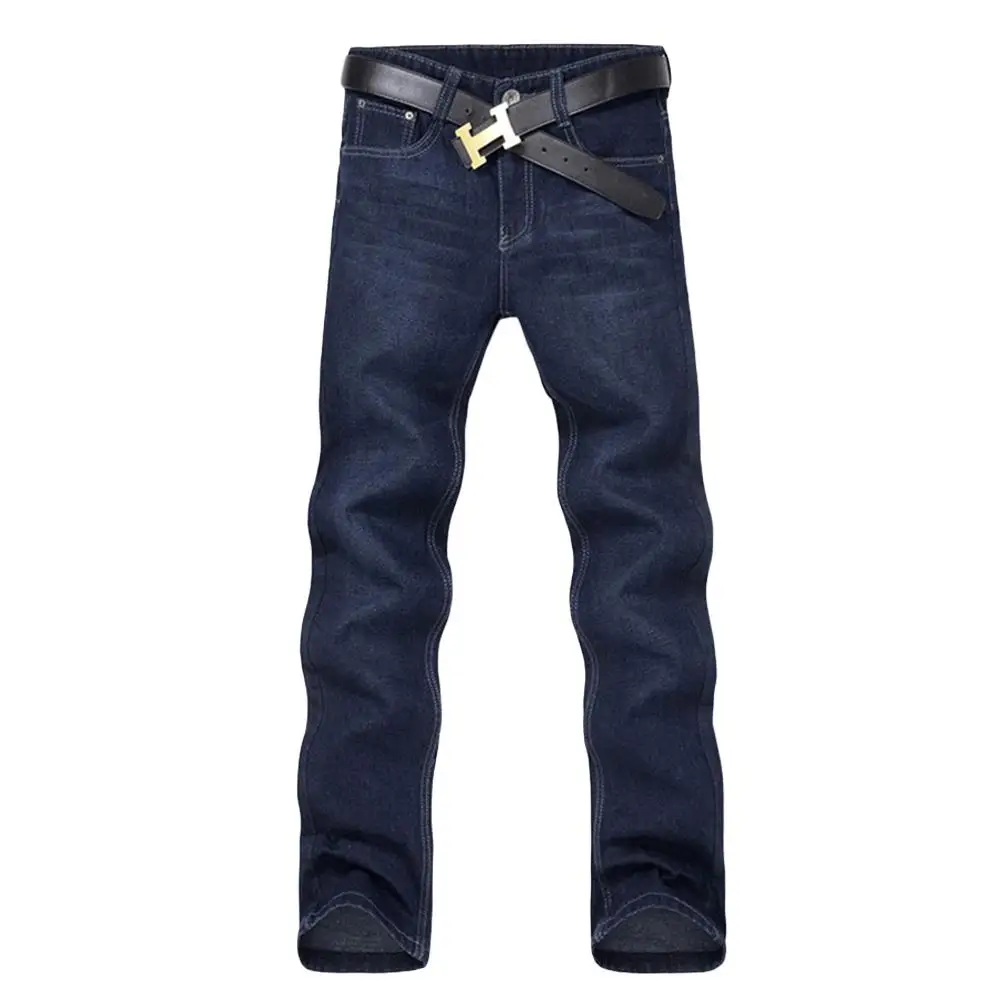 Классические мужские повседневные Прямые джинсы со средней посадкой, длинные брюки, удобные брюки, повседневные мужские джинсы, уличная одежда, рождественский подарок