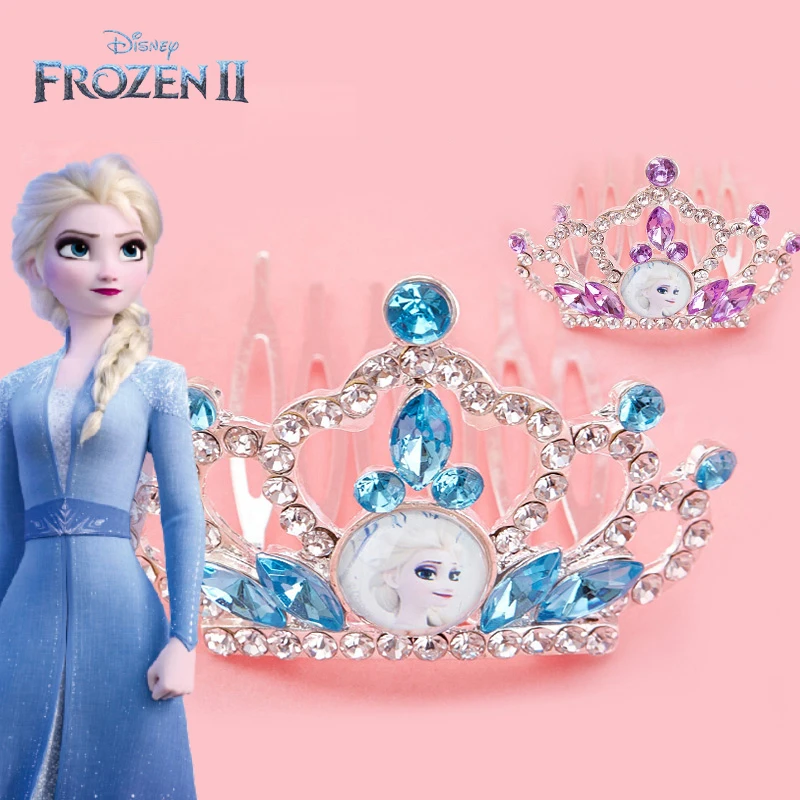 Disney Frozen 2-corona de princesa Elsa para niñas, maquillaje para Cosplay, juguetes para juego de imitación, accesorios para el cabello, regalo de cumpleaños, corona de fiesta