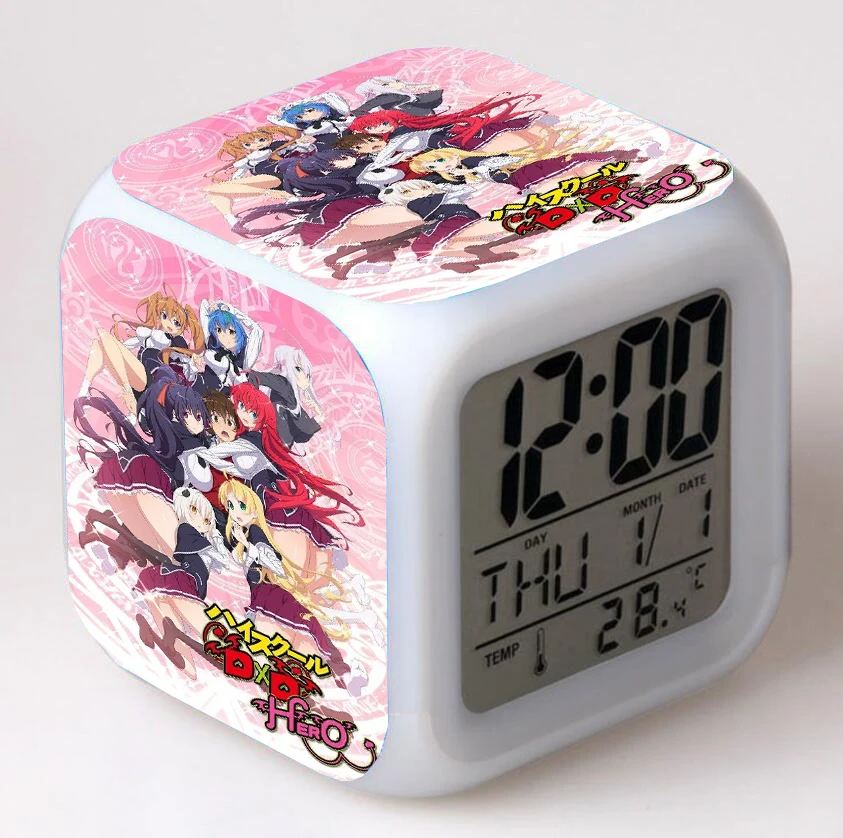 

Anime High School DxD Cartoon LED 7 Color Flash Digital Alarm Clocks Night Light Bedroom Desk Clock Alarm-Clock despertador