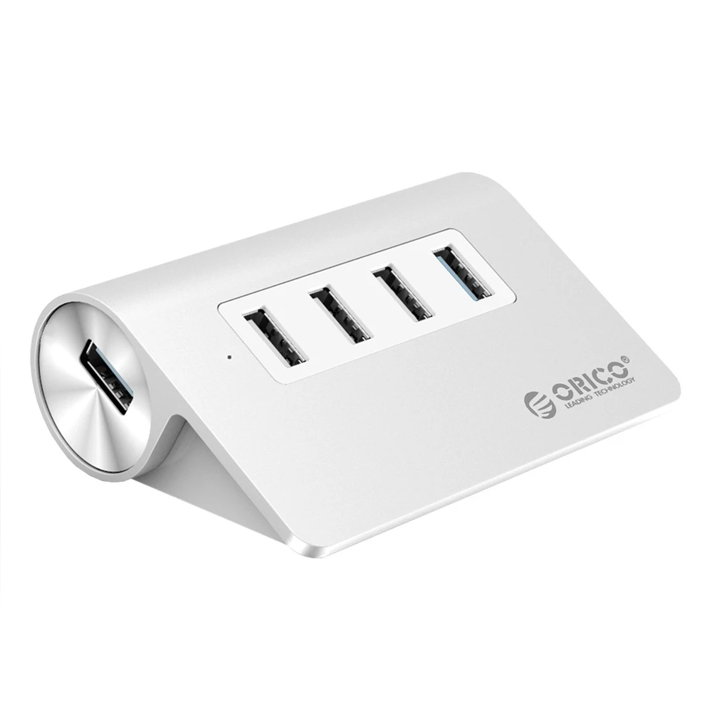 Silver ORICO Alumunium мульти 4 порта USB 3,0 2,0 концентратор Портативный высокоскоростной USB разветвитель мини OTG USB адаптер с 100 см для Mac OS PC - Цвет: Silver