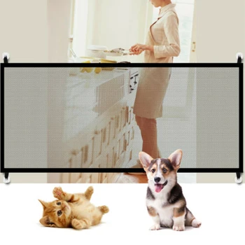 

Dog Fence Set Portable Pet Gate Insulated Guard Foldable Durable Safety Protection Mesh Enclosure Stair Cat Net With Hook