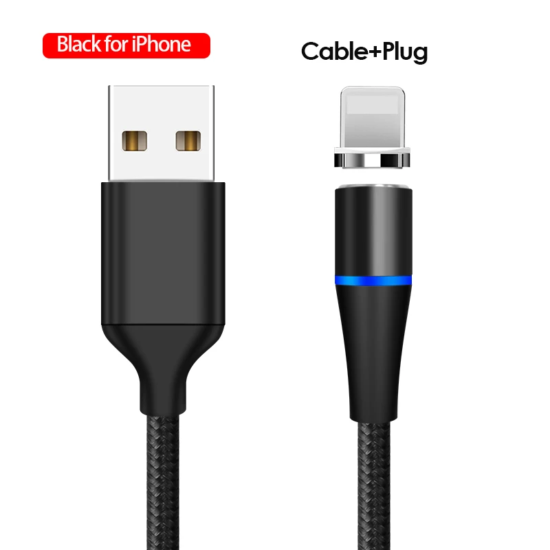 Магнитное быстрое зарядное устройство USB Micro кабель для samsung S10 9 type C 5.0A кабель для передачи данных USB C провод для iPhone 11 Pro Max нейлоновый шнур - Цвет: Black iOS Cable