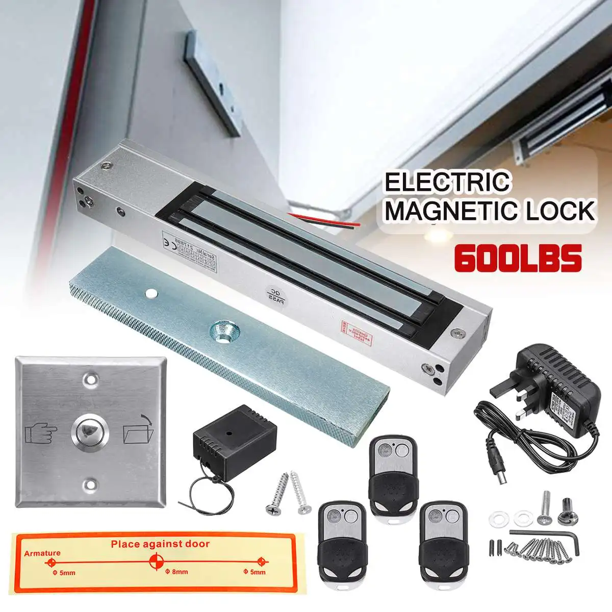 

1 Set 12V Access Control Electric Magnetic Door Lock lectric Lock Holding 3 Controller UK Plug