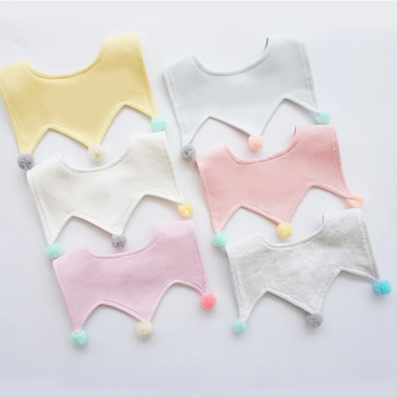 Ins New Cotton Cute Crown Ball Bibs For Newborn Baby Korean Style Saliva Towel Child Bib Saliva Pocket