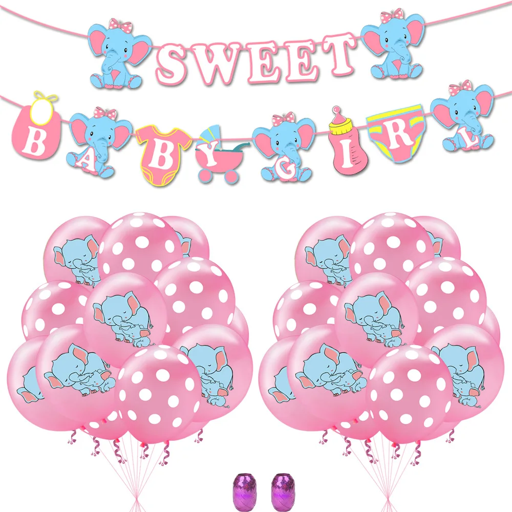 Baby Shower Party Banner Sweet Baby Boy Girl Gender Revealing Party Elephant Balloon Baby Shower Supplies HM02 (5)