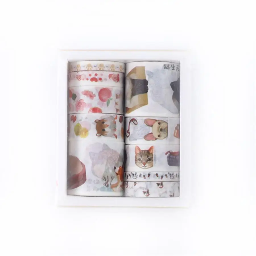 10 шт./кор. и милые носки с рисунками зверей из мультфильмов, лента Washi японский Kawaii Бумага изоляционная молочных Скрапбукинг наклейки для художественного оформления ногтей, ручная работа