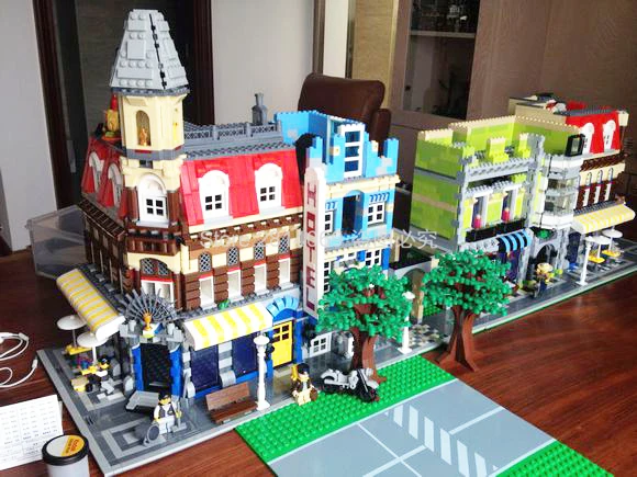 15002 2133 шт клон город улица сделать модель кафе на углу строительные наборы блоки кирпичная игрушка детский подарок 10182