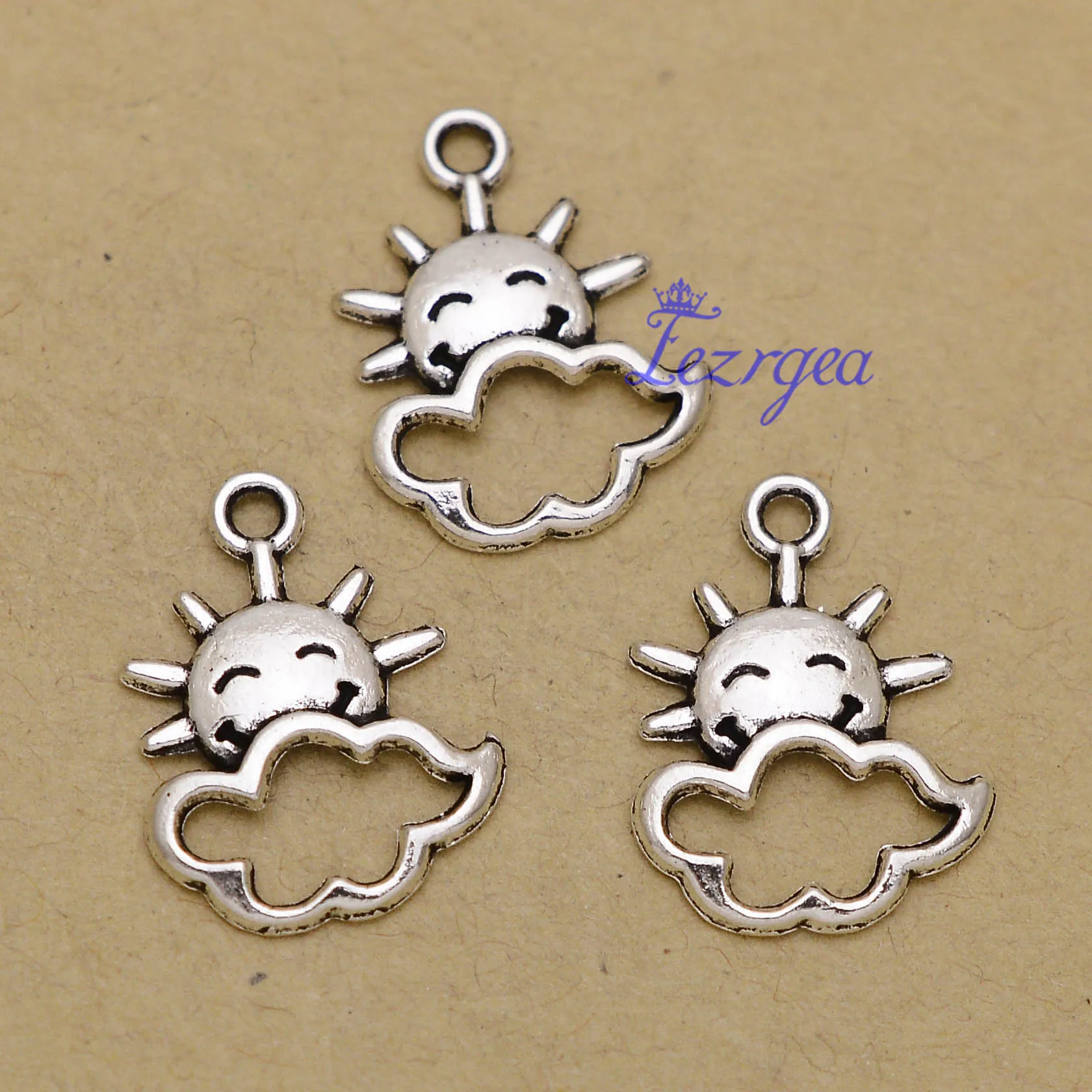 50pcs/lot 16x20mm, Antique silver plated sun with cloud charms ,DIY supplies, Jewelry