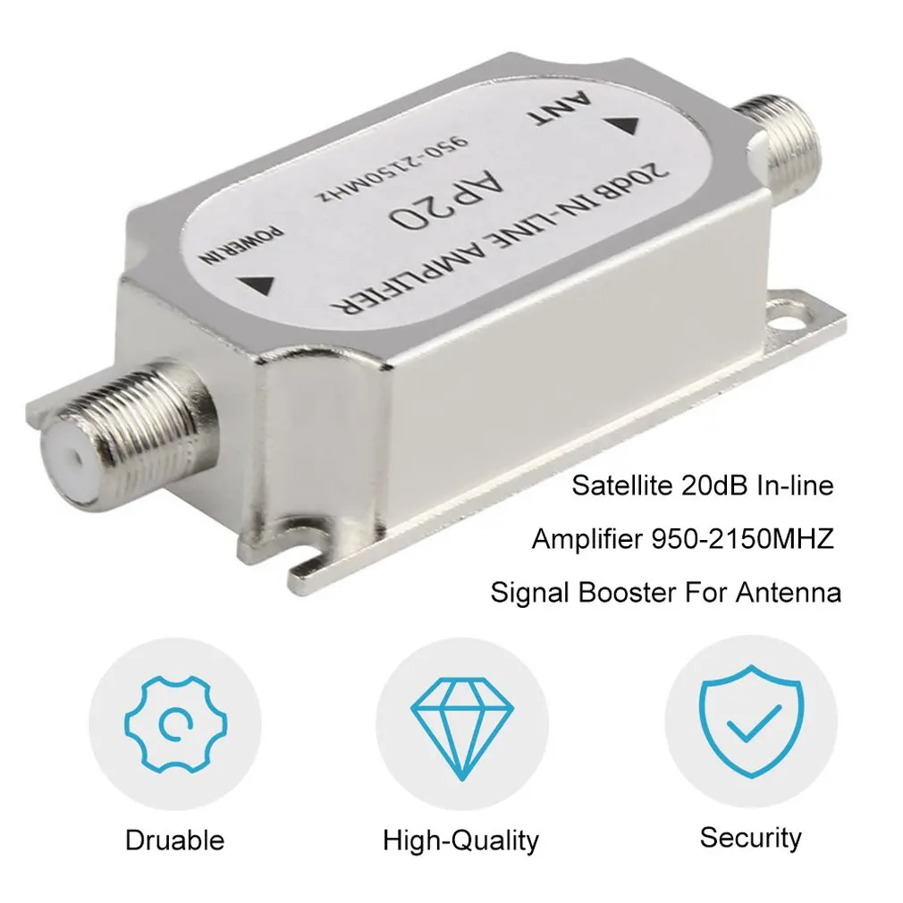 Satellite Signal Booster Satellite 20dB In-line Amplifier Booster 950-2150MHZ Signal Booster For Dish Network Antenna Cable Run Channel Strength
