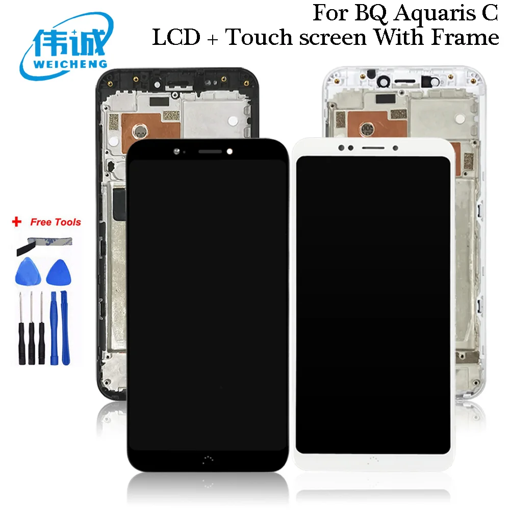 

WEICEHNG For BQ Aquaris C LCD Screen With Touch Screen Display For BQ C Digitzer Assembly +Tools For BQ C LCD Pantalla Tactil