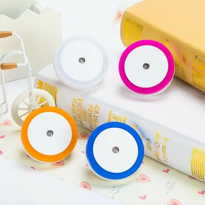 

EU US Plug Light Sensor Control Night Light Mini Novelty Round Bedroom lamp For Baby Gift Romantic Red Blue Orange White Lights
