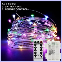 

30/60/90LED 8 Modes LED string Waterproof Copper Wire Lights Battery Operated Remote control Wedding Chrismas Garden Decoration
