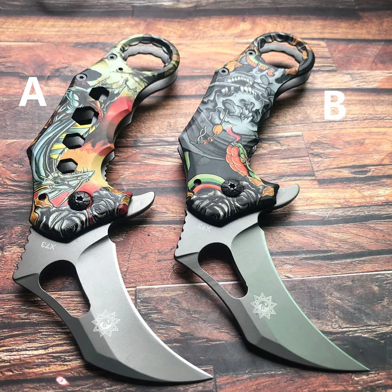 

Outdoor Camping Jungle Survival Battle Karambit Knife CSGO Fold Blade Hunting Claw Knives Self Defense Pocket Rescue EDC Tool