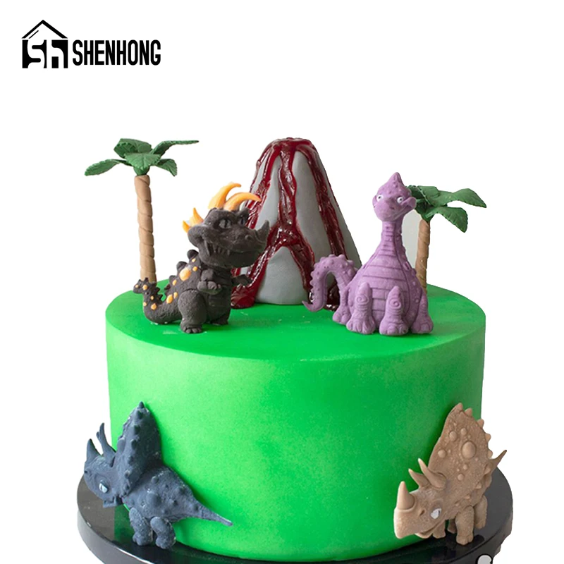 

SHENHONG 3 Types Jurassic Dinosaur Silicone Fondant Cake Mold Child Birthday Chocolate Candy Paste Sugar Craft Decorating Mould