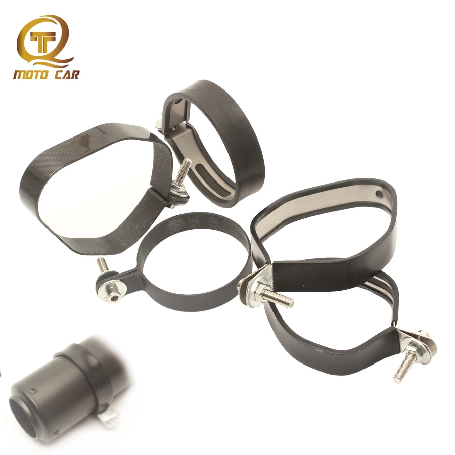Exhaust Clamp Motorcycle Carbon Fibre Muffler Silencer Pipe Hanger