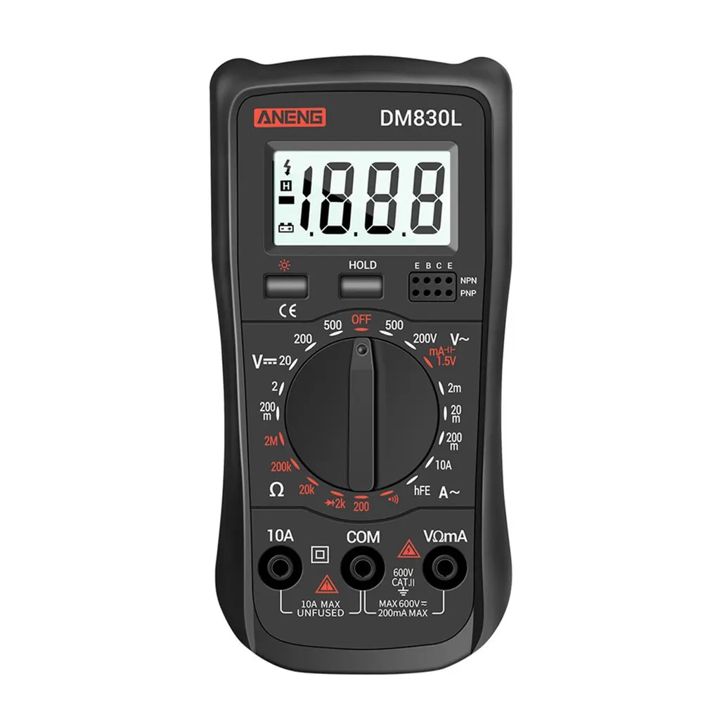 

Dm830L Digital Multimeter Meter Electrical Transistor Capacitance Counting Dc / Ac Multimeter With LCD Backlight Multimeter