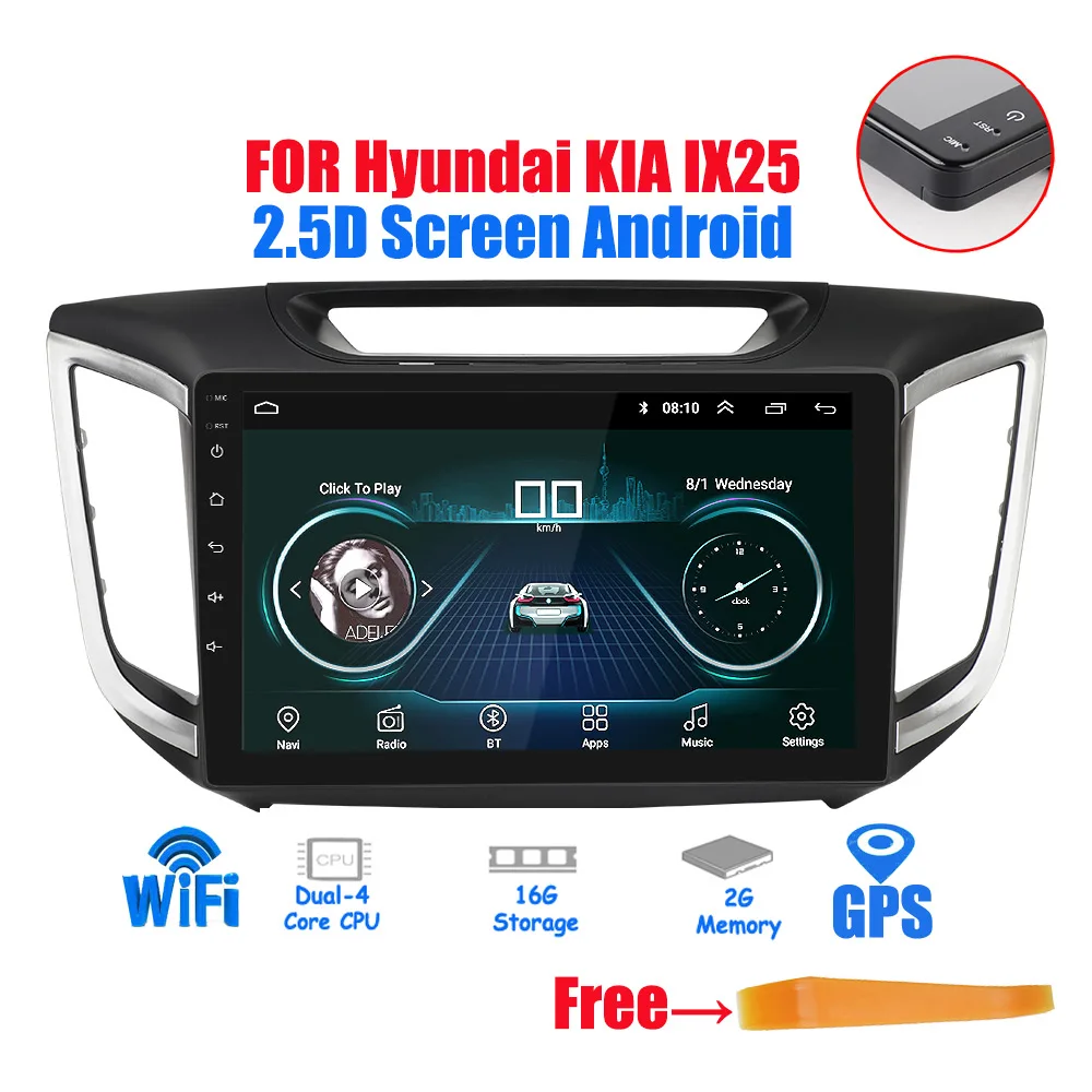 2din 2.5D экран Android 8,1 автомобильный Радио gps навигация для hyundai Creta ix25 автомобильный Радио- авто стерео аудио wifi плеер - Цвет: No Camera