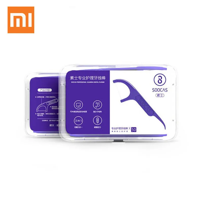 Оригинальный Xiaomi Soocare 50 шт./кор. Профессиональный тончайший зубные Фосс