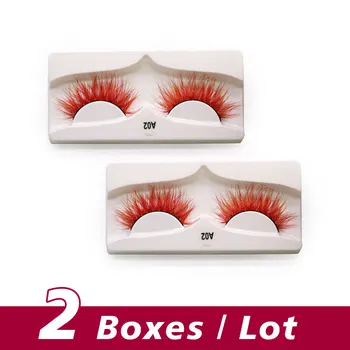 

2 boxes/lot colorful 3D Mink Eyelashes Handmade Reusable Supplies maquiagem Party Cosplay Halloween Extension Tool false eyelash
