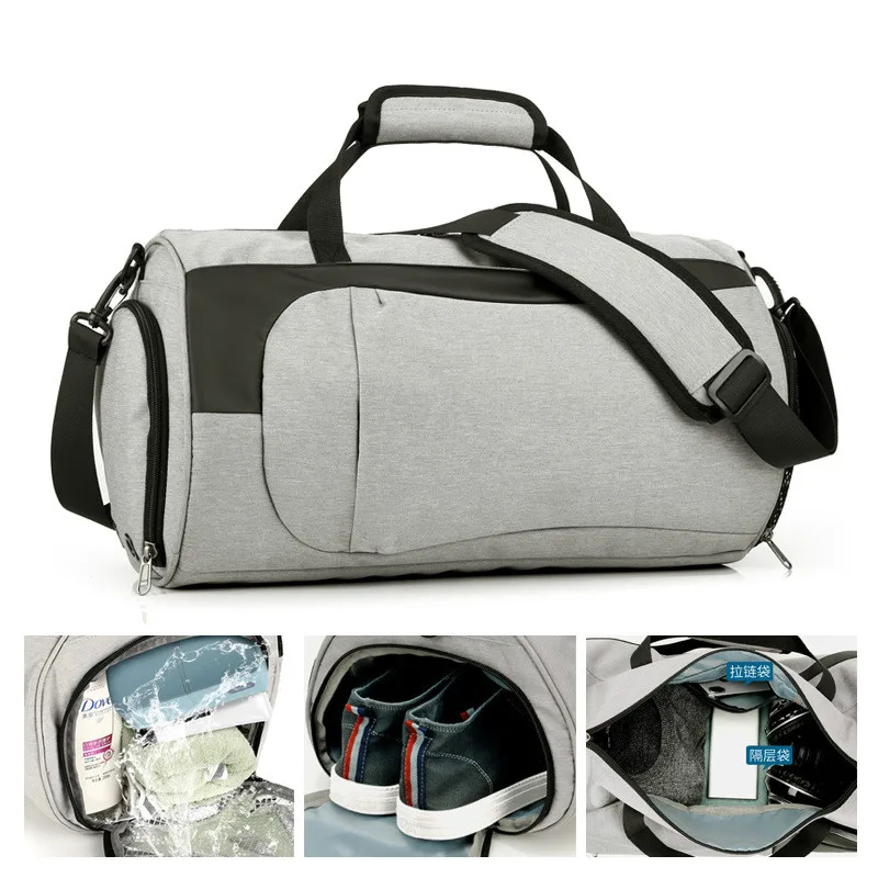 

New Nylon Waterproof Wear-resistant Fitness Sports Bag Cylinder Swimming Shoulder Bag Luggage Bag Business Travel Drum Bag