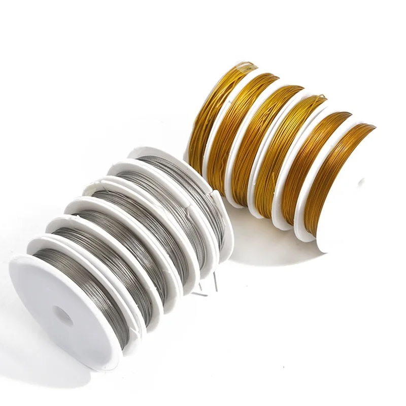 

1 Roll/lots 0.3/0.45/0.6mm Gold Resistant Strong Line Stainless Steel Wire Tiger Tail Beading Wire For Jewelry Making Findings