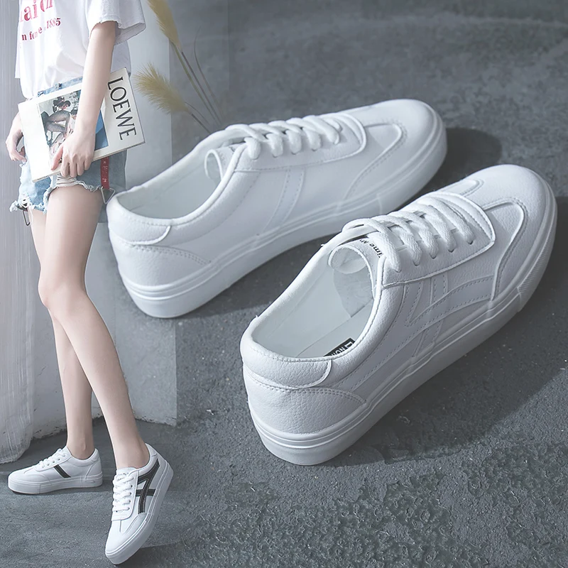 503 White Популярные женские кроссовки; коллекция года; модная дышащая Вулканизированная обувь; женская обувь из искусственной кожи на платформе; женская повседневная обувь на шнуровке; цвет белый - Цвет: 503 White