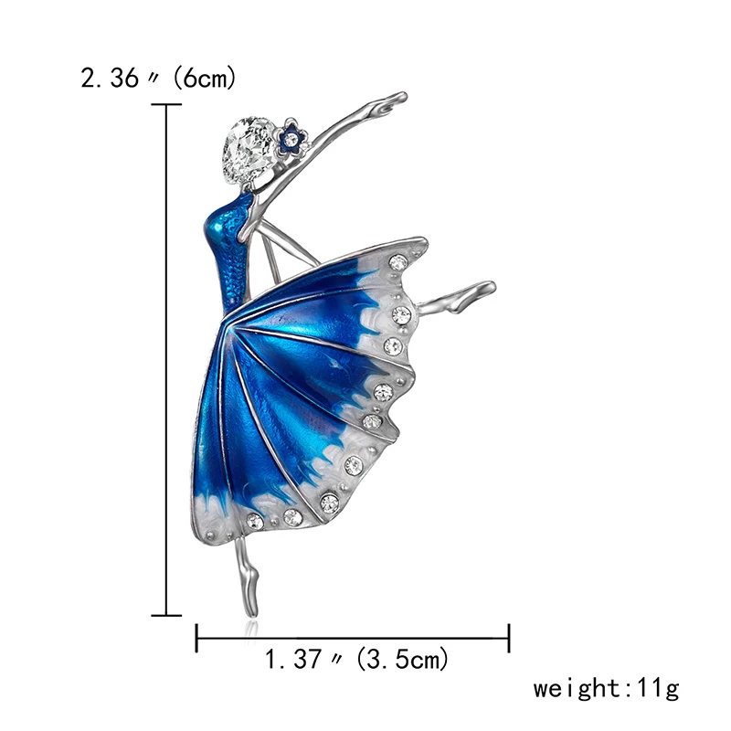 Горный хрусталь броши сияющие хрустальные балетные танцы девушка балерина Эмаль Брошь шпильки девушки женщины лацкан платье шляпа бижутерия - Окраска металла: BC18Y0856