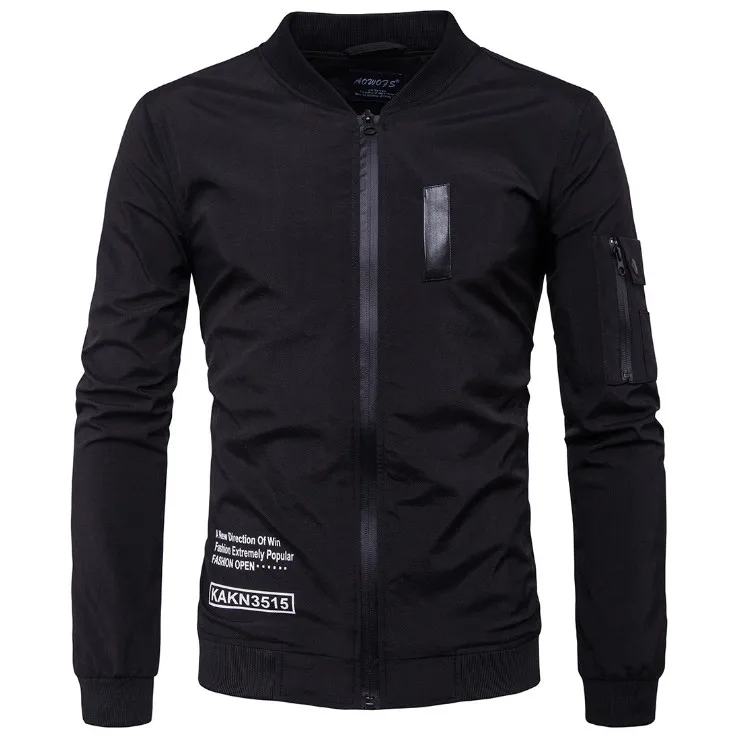 

Куртка-бомбер мужская весенняя, с буквенным принтом, тонкая