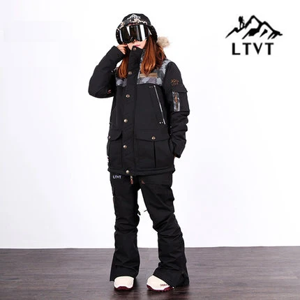 LTVT-Men-Women-Ski-Suit-Veneer-Double-Snowboard-Clothes-Suit-Waterproof-Slim-Quilted-Korean-Version-New