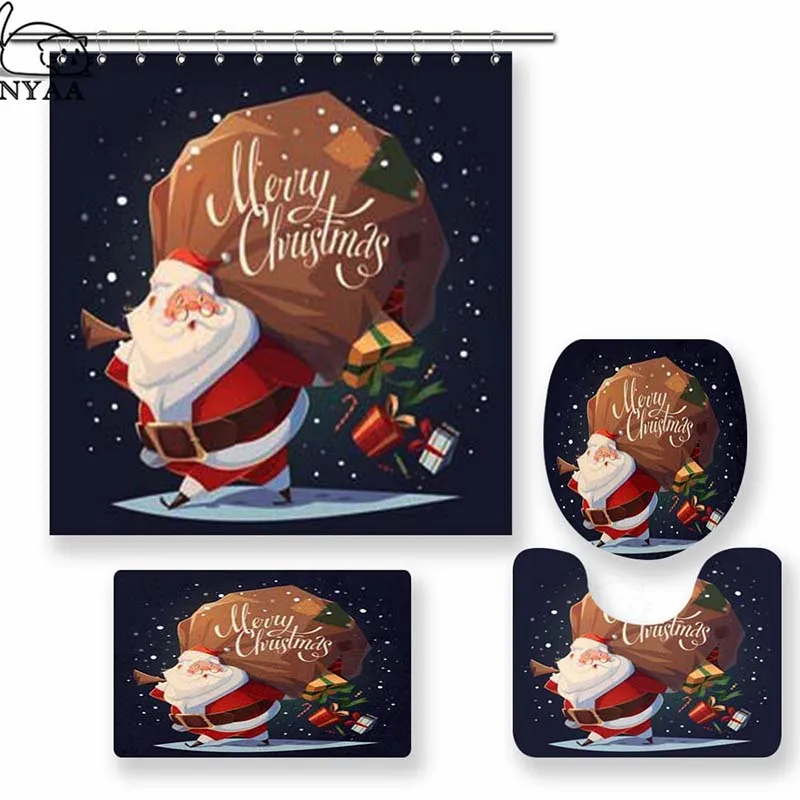 NY13120 Nyaa Merry Christmas занавески для душа Санта Клаус Водонепроницаемый полиэстер ткань занавески для ванной комнаты для домашнего декора - Цвет: NY13120