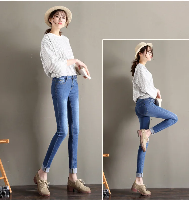 Jeans woman Pencil Pants Stretch Elastic Slim  Ankle-Length Pants Women Jeans 2020 Summer