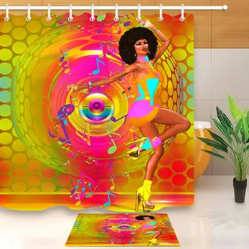 

African American Woman Dance Shower Curtain Set Bathroom Fabric Accessories